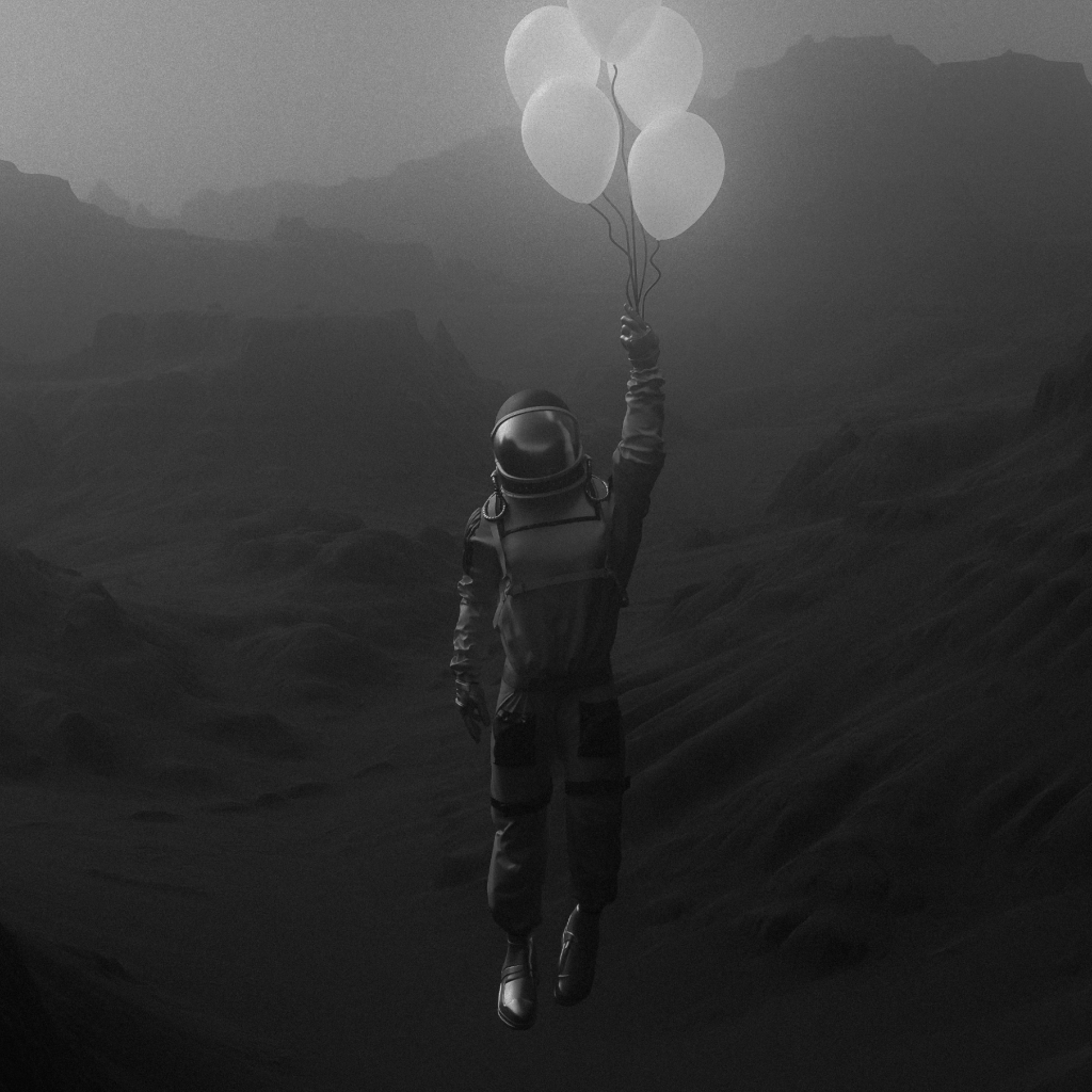 astronauta com balões